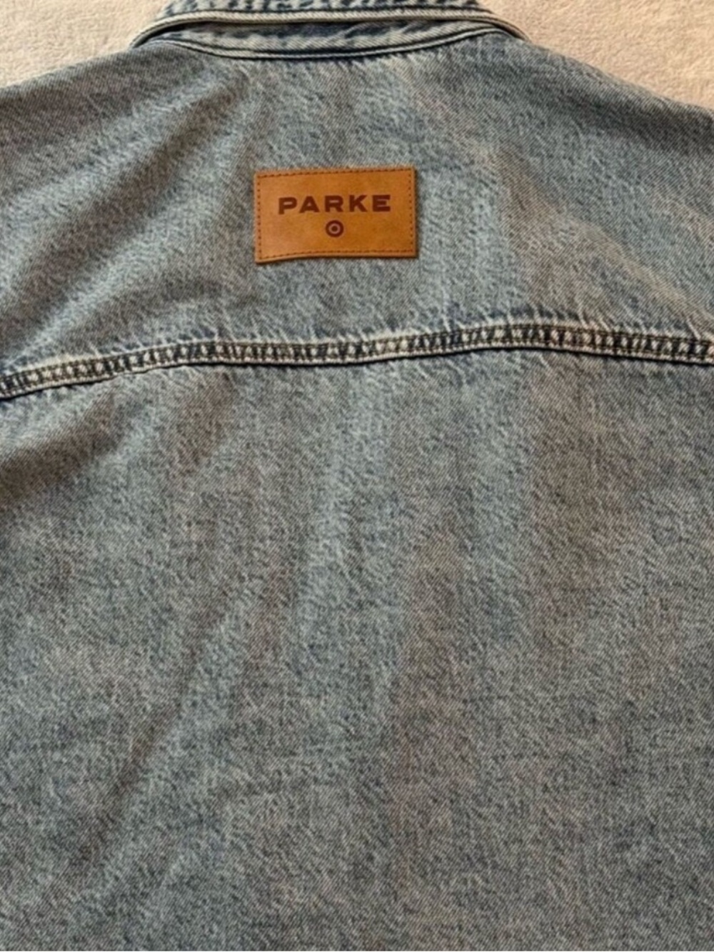 Parke X Target Light Wash Long Sleeve Jacket Denim Shacket Shirt Small - Picture 11 of 11